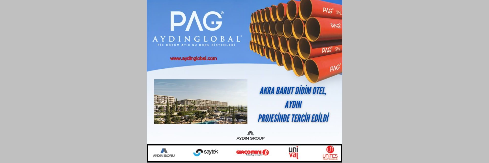 Akra Barut Didim Otel projesinde PAG – Aydın Global ürünleri tercih edildi